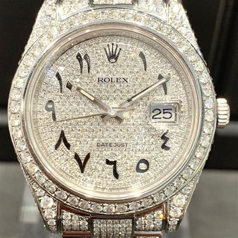 arabic dial Rolex iced out